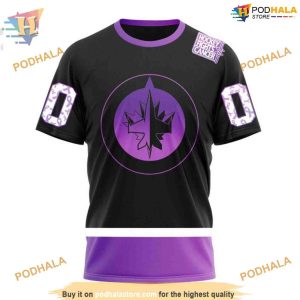 Custom Black Hockey Fights Cancer Kits NHL Winnipeg Jets Hoodie 3D 3