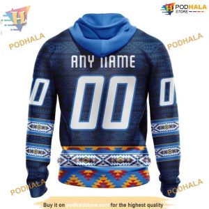Custom Blue Design With Native Pattern NHL Winnipeg Jets Hoodie 3D 2