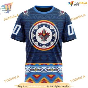 Custom Blue Design With Native Pattern NHL Winnipeg Jets Hoodie 3D 3
