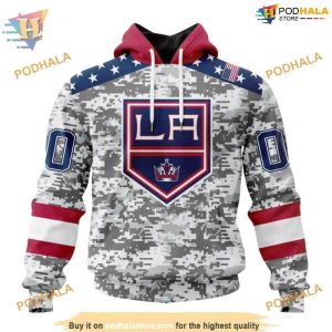 Custom Camo Design For Veterans Day NHL Los Angeles Kings Hoodie 3D 1