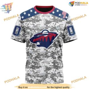Custom Camo Design For Veterans Day NHL Minnesota Wild Hoodie 3D 3