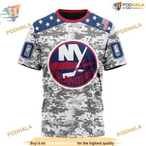 Custom Camo Design For Veterans Day NHL New York Islanders Hoodie 3D 3