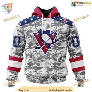 Custom Camo Design For Veterans Day NHL Pittsburgh Penguins Hoodie 3D 1