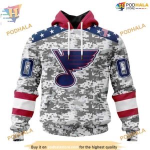 Custom Camo Design For Veterans Day NHL St Louis Blues Hoodie 3D 1