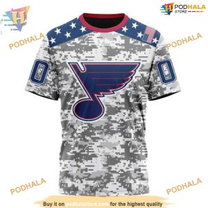 Custom Camo Design For Veterans Day NHL St Louis Blues Hoodie 3D 3