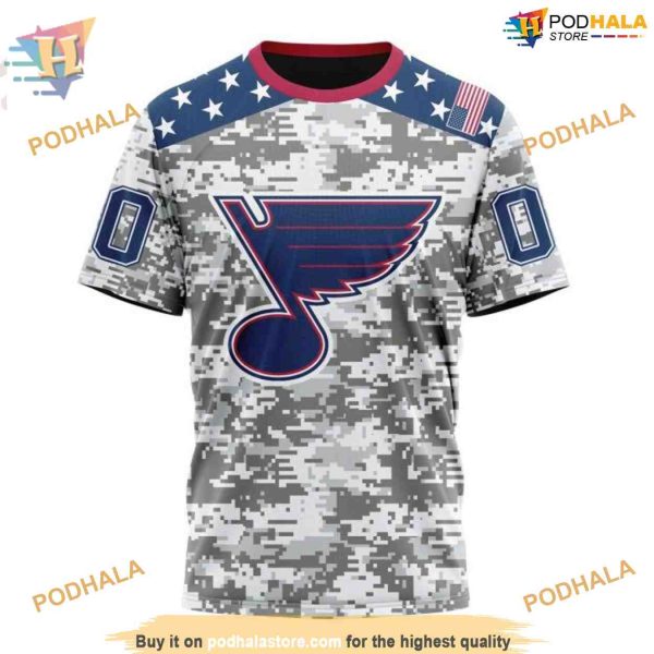 Custom Camo Design For Veterans Day NHL St. Louis Blues Hoodie 3D