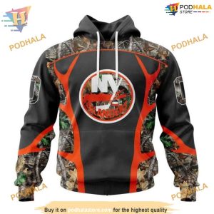 Custom Camo Hunting Design NHL New York Islanders Hoodie 3D 1
