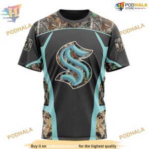 Custom Camo Hunting Design NHL Seattle Kraken Hoodie 3D 3