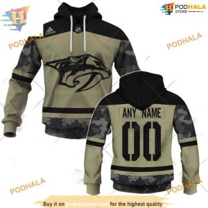 Custom Camo Military Jersey NHL Nashville Predators Hoodie 3D 1
