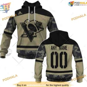Custom Camo Military Jersey NHL Pittsburgh Penguins Hoodie 3D 1