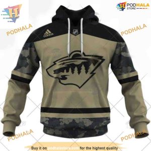 Custom Camo Military Practice Jersey NHL Minnesota Wild Hoodie 3D 2