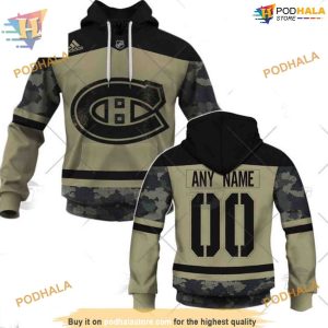 Custom Camo Military Practice Jersey NHL Montreal Canadiens Hoodie 3D 1