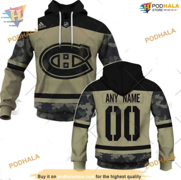 Custom Camo Military Practice Jersey NHL Montreal Canadiens Hoodie 3D