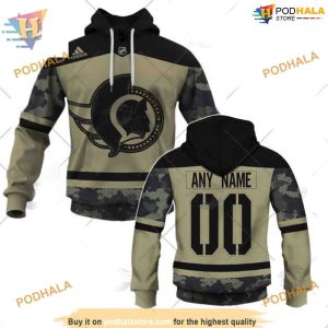 Custom Camo Military Practice Jersey NHL Ottawa Senators Hoodie 3D 1