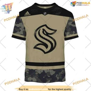 Custom Camo Military Practice Jersey NHL Seattle Kraken Hoodie 3D 3