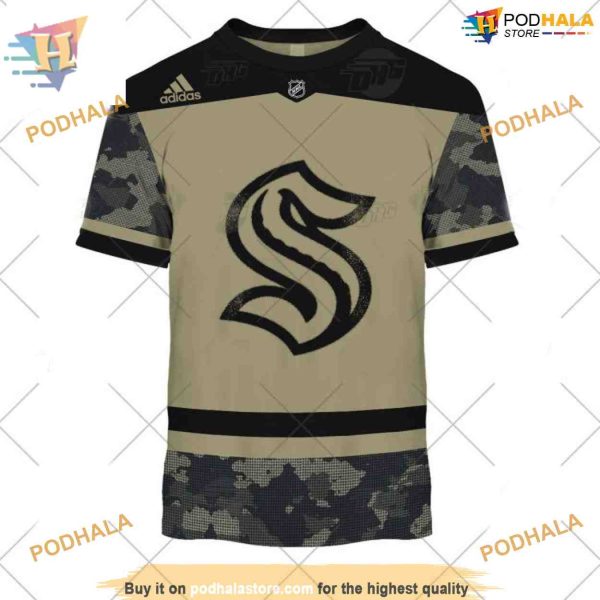 Custom Camo Military Practice Jersey NHL Seattle Kraken Hoodie 3D