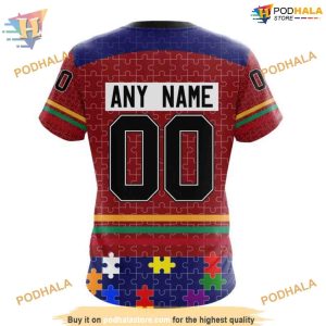 Custom Design Aganst Autism Concept NHL Montreal Canadiens Hoodie 3D 4