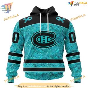 Custom Design Fight Ovarian Cancer NHL Montreal Canadiens Hoodie 3D 1