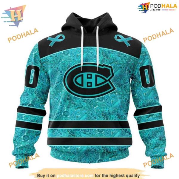 Custom Design Fight Ovarian Cancer NHL Montreal Canadiens Hoodie 3D