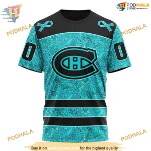 Custom Design Fight Ovarian Cancer NHL Montreal Canadiens Hoodie 3D 3