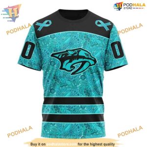 Custom Design Fight Ovarian Cancer NHL Nashville Predators Hoodie 3D 3
