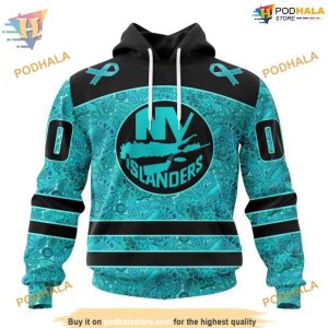 Custom Design Fight Ovarian Cancer NHL New York Islanders Hoodie 3D 1