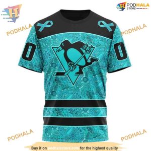 Custom Design Fight Ovarian Cancer NHL Pittsburgh Penguins Hoodie 3D 3