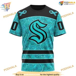 Custom Design Fight Ovarian Cancer NHL Seattle Kraken Hoodie 3D 3