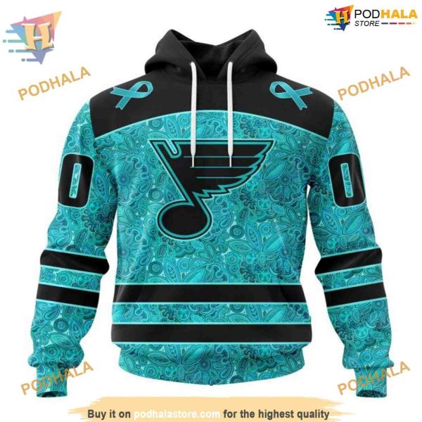 Custom Design Fight Ovarian Cancer NHL St. Louis Blues Hoodie 3D