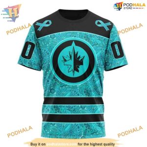 Custom Design Fight Ovarian Cancer NHL Winnipeg Jets Hoodie 3D 3