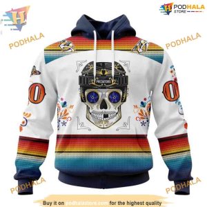 Custom Design For Dia De Los Muertos NHL Nashville Predators Hoodie 3D 1