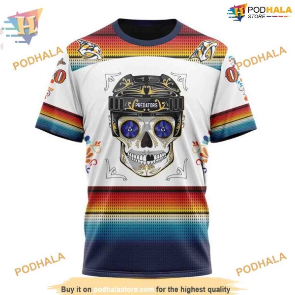 Custom Design For Dia De Los Muertos NHL Nashville Predators Hoodie 3D
