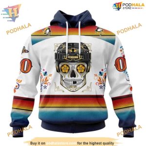 Custom Design For Dia De Los Muertos NHL Pittsburgh Penguins Hoodie 3D 1