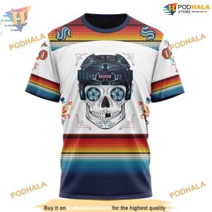Custom Design For Dia De Los Muertos NHL Seattle Kraken Hoodie 3D 3