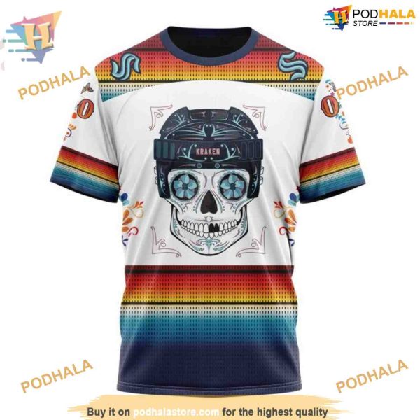 Custom Design For Dia De Los Muertos NHL Seattle Kraken Hoodie 3D