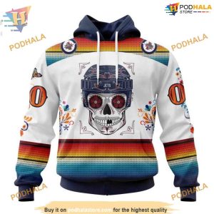 Custom Design For Dia De Los Muertos NHL Winnipeg Jets Hoodie 3D 1
