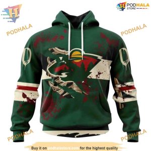 Custom Design Jersey With Your Ribs For Halloween NHL Minnesota Wild Hoodie 3D 1