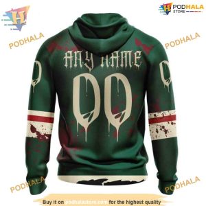 Custom Design Jersey With Your Ribs For Halloween NHL Minnesota Wild Hoodie 3D 2