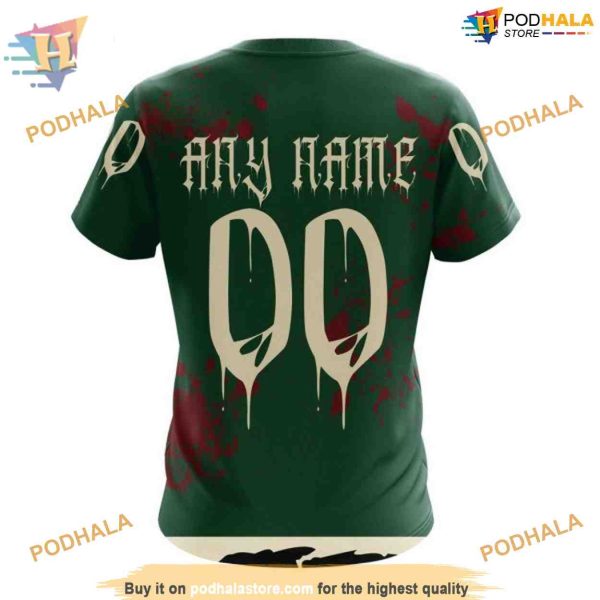 Custom Design Jersey With Your Ribs For Halloween NHL Minnesota Wild Hoodie 3D