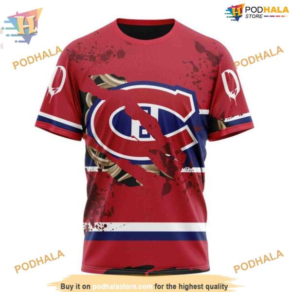 Custom Design Jersey With Your Ribs For Halloween NHL Montreal Canadiens Hoodie 3D