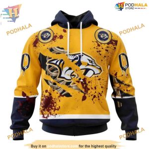 Custom Design Jersey With Your Ribs For Halloween NHL Nashville Predators Hoodie 3D 1