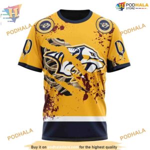 Custom Design Jersey With Your Ribs For Halloween NHL Nashville Predators Hoodie 3D 3