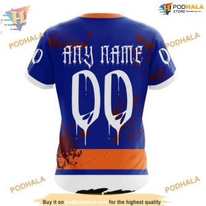 Custom Design Jersey With Your Ribs For Halloween NHL New York Islanders Hoodie 3D 4