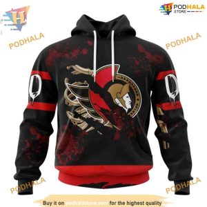Custom Design Jersey With Your Ribs For Halloween NHL Ottawa Senators Hoodie 3D 1