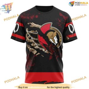 Custom Design Jersey With Your Ribs For Halloween NHL Ottawa Senators Hoodie 3D 3