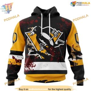 Custom Design Jersey With Your Ribs For Halloween NHL Pittsburgh Penguins Hoodie 3D 1