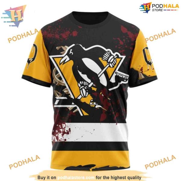 Custom Design Jersey With Your Ribs For Halloween NHL Pittsburgh Penguins Hoodie 3D