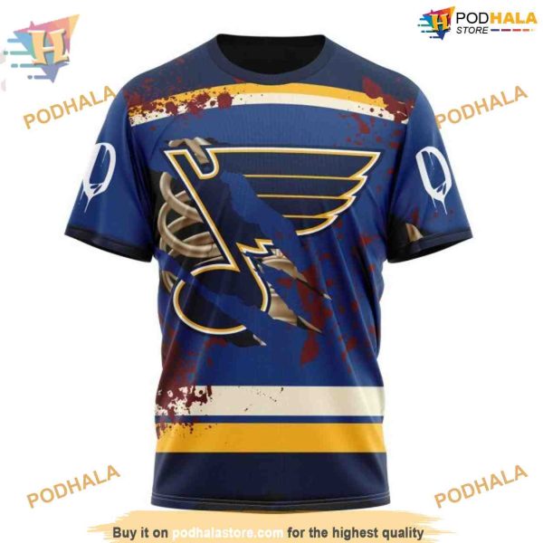 Custom Design Jersey With Your Ribs For Halloween NHL St. Louis Blues Hoodie 3D