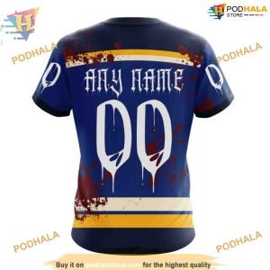 Custom Design Jersey With Your Ribs For Halloween NHL St Louis Blues Hoodie 3D 4