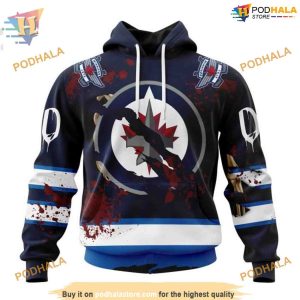 Custom Design Jersey With Your Ribs For Halloween NHL Winnipeg Jets Hoodie 3D 1